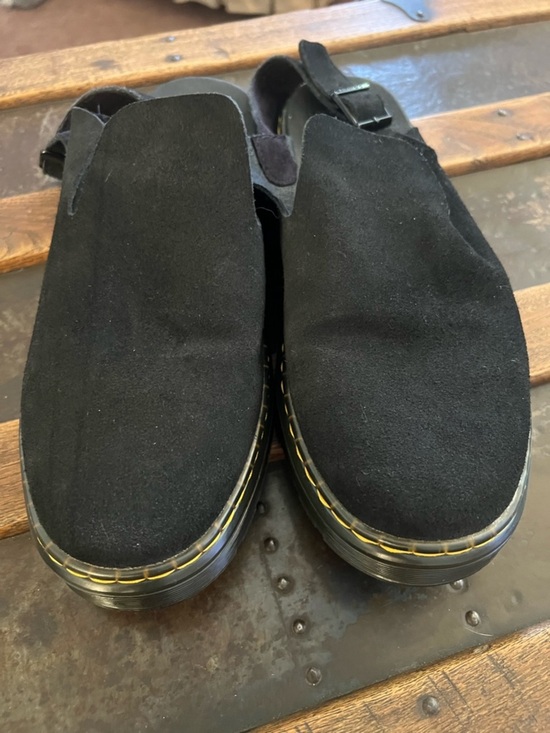 Dr Martens Men\'s Black Suede Backstrap Slip-On Shoes